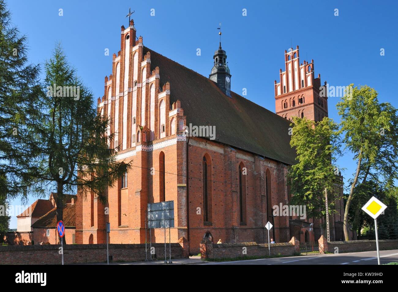 Collegiate church of the Holy Saviour and All Saints in Dobre Miasto, Warmian-Masurian Voivodeship, Poland. Stock Photo