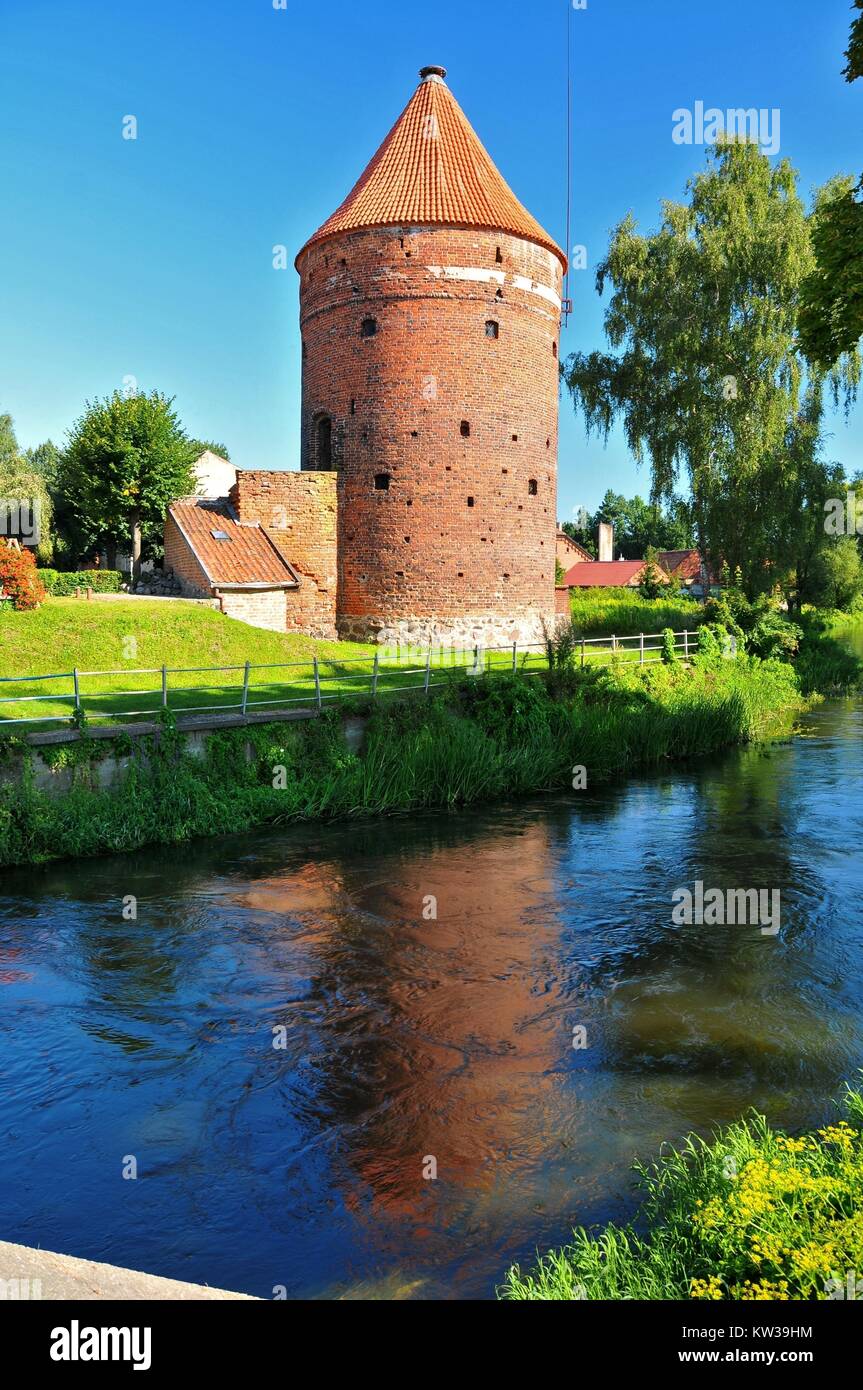 The Stork Tower in Dobre Miasto, Warmian-Masurian Voivodeship, Poland. Stock Photo