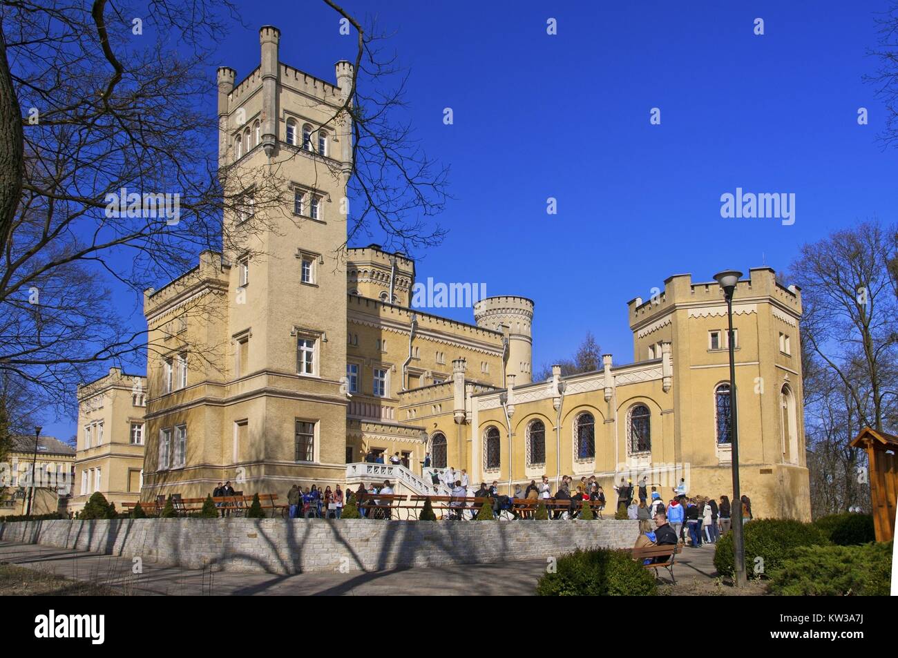 Neo-Gothic Narzymski Palace, Jablonowo Pomorskie, Kuyavian-Pomeranian Voivodeship, Poland Stock Photo