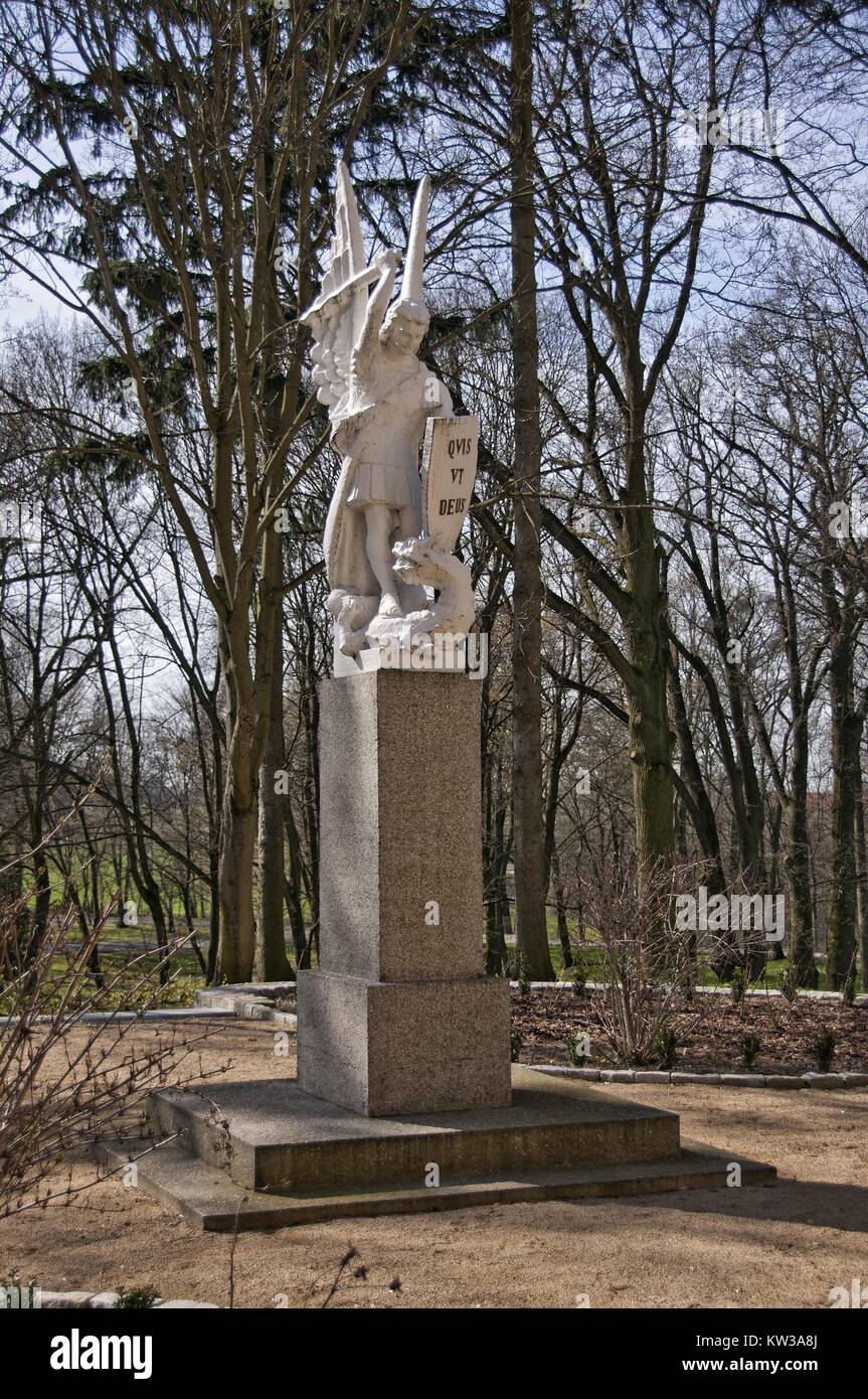 The statue in front of Narzymski Palace, Jablonowo Pomorskie, Kuyavian-Pomeranian Voivodeship, Poland Stock Photo