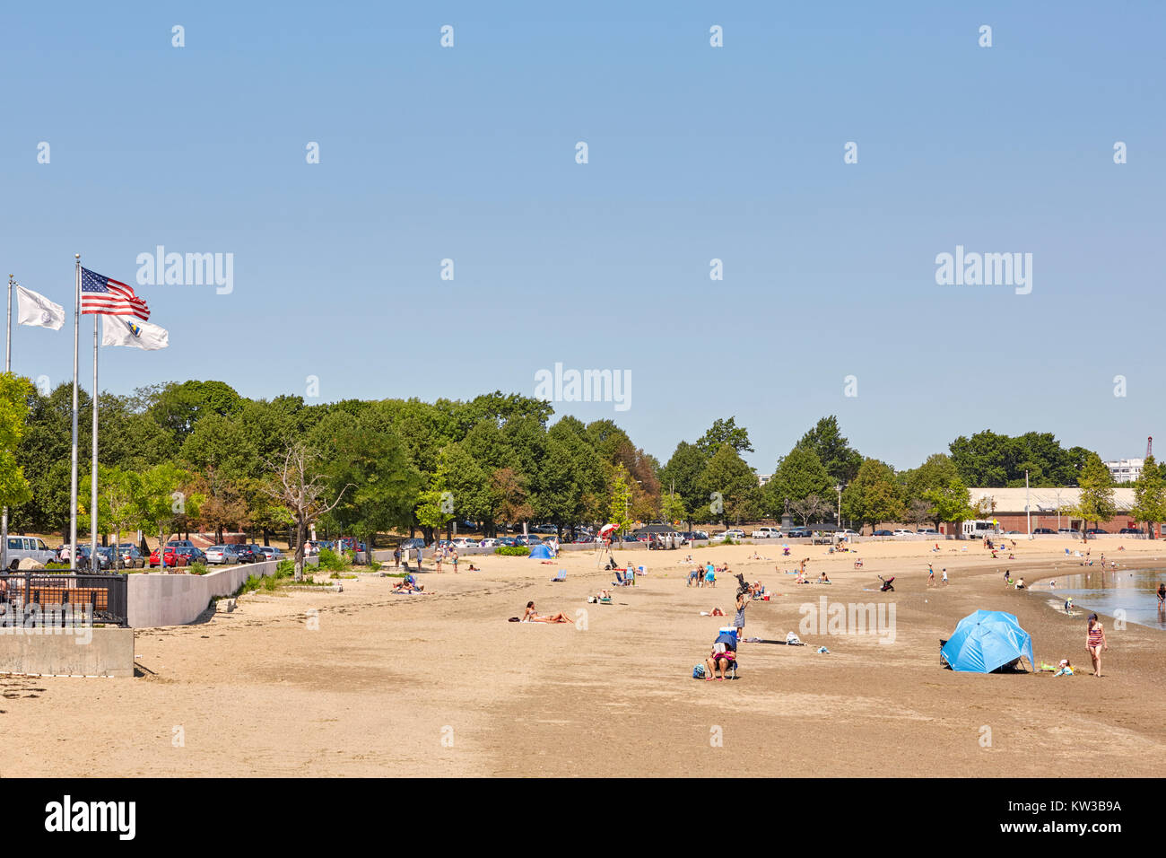 Pleasure Bay Beach near Castle Island, South Boston, Massachusetts, USA Stock Photo