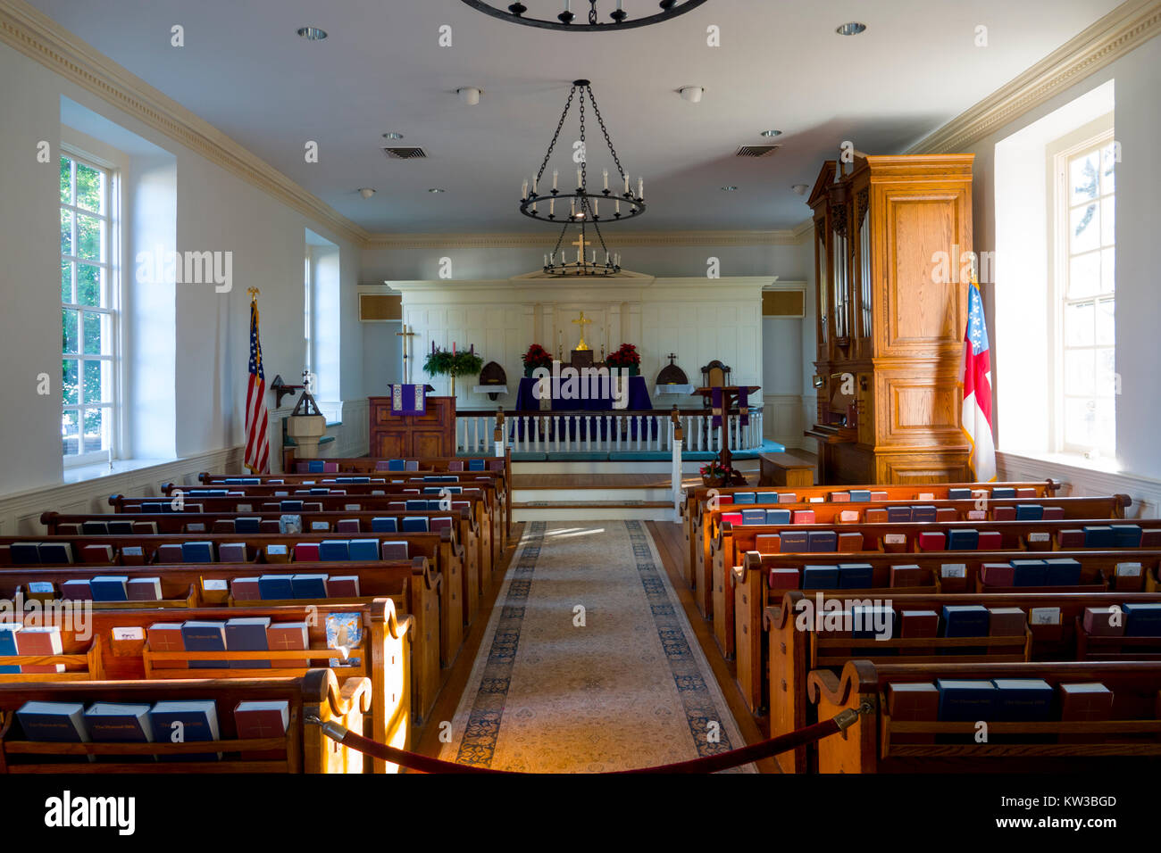 USA VA Virginia Colonial Yorktown The Grace Episcopal Church 1600s interior Stock Photo