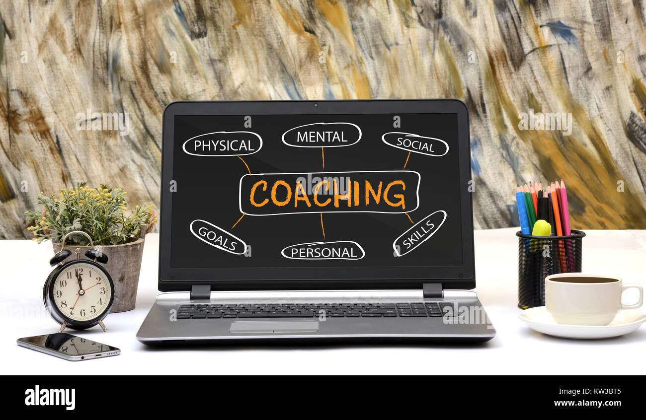 Professional Coaching concept chart on Laptop Screen. Stock Photo