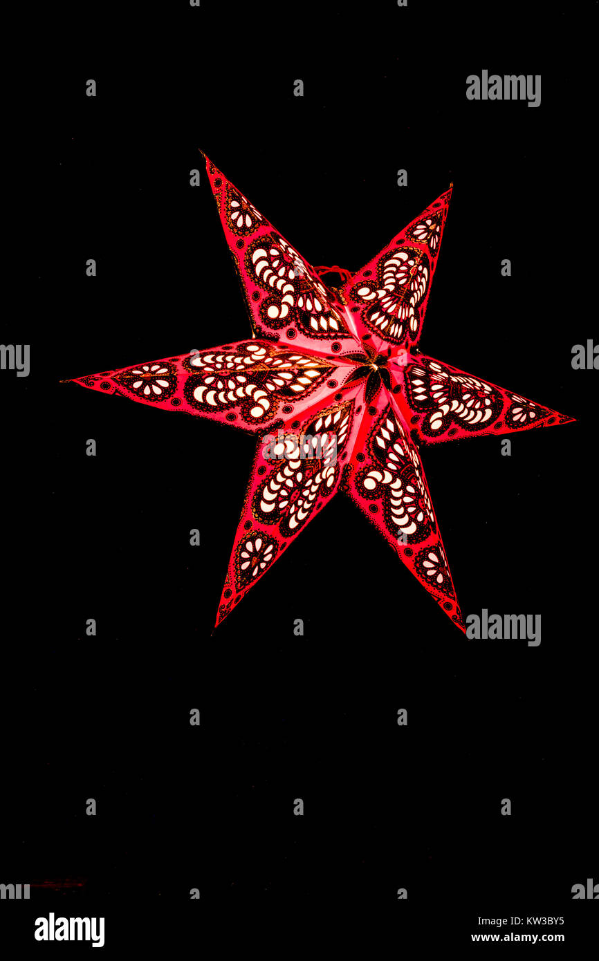 Colourful German Christmas stars at the market at Alexanderplatz