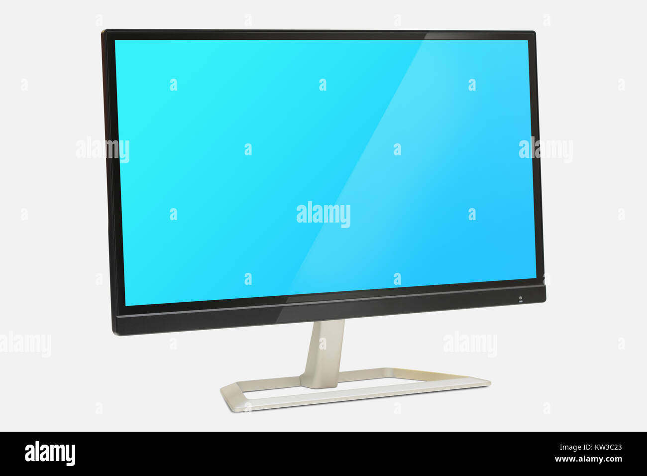 Digital Monitor Display on white background with blue screen Stock
