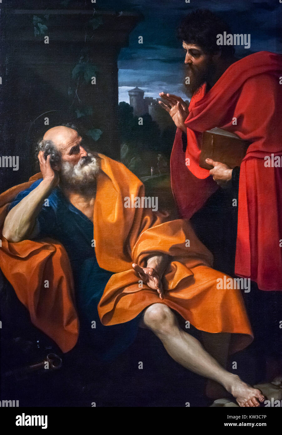 Paul Rebukes the Repentant Peter by Guido Reni (1575-1642), oil on canvas, 1609 Stock Photo