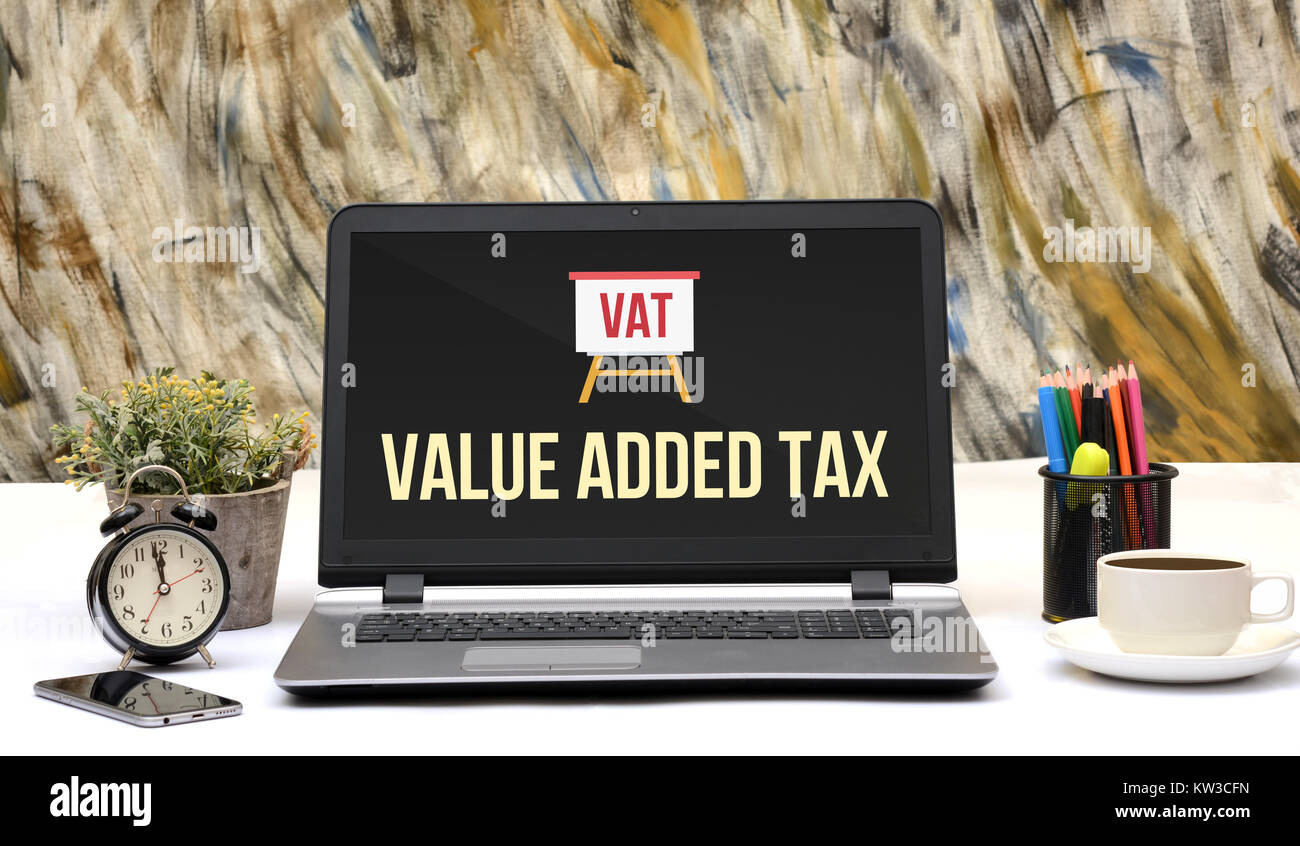 VAT Value Added Tax sign on laptop screen Stock Photo Alamy
