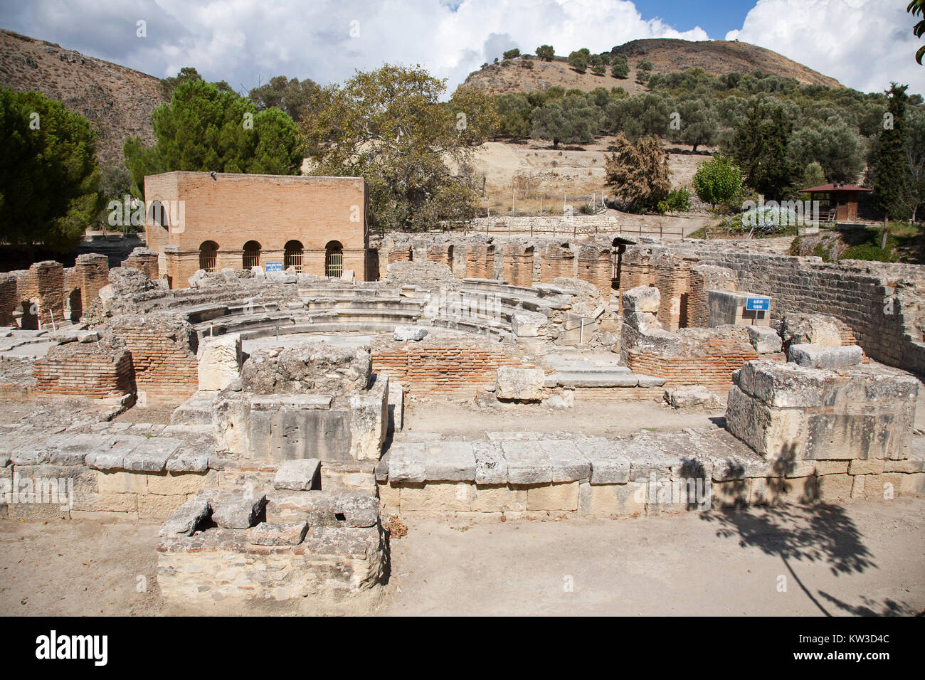 Theatre, archaeological site of Gortyna, Crete island, Greece, Europe Stock Photo
