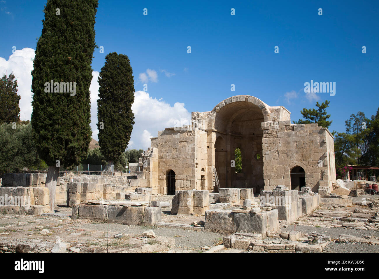 Basilica of Agios Titos, Archaeological site of Gortyna, Crete island, Greece, Europe Stock Photo