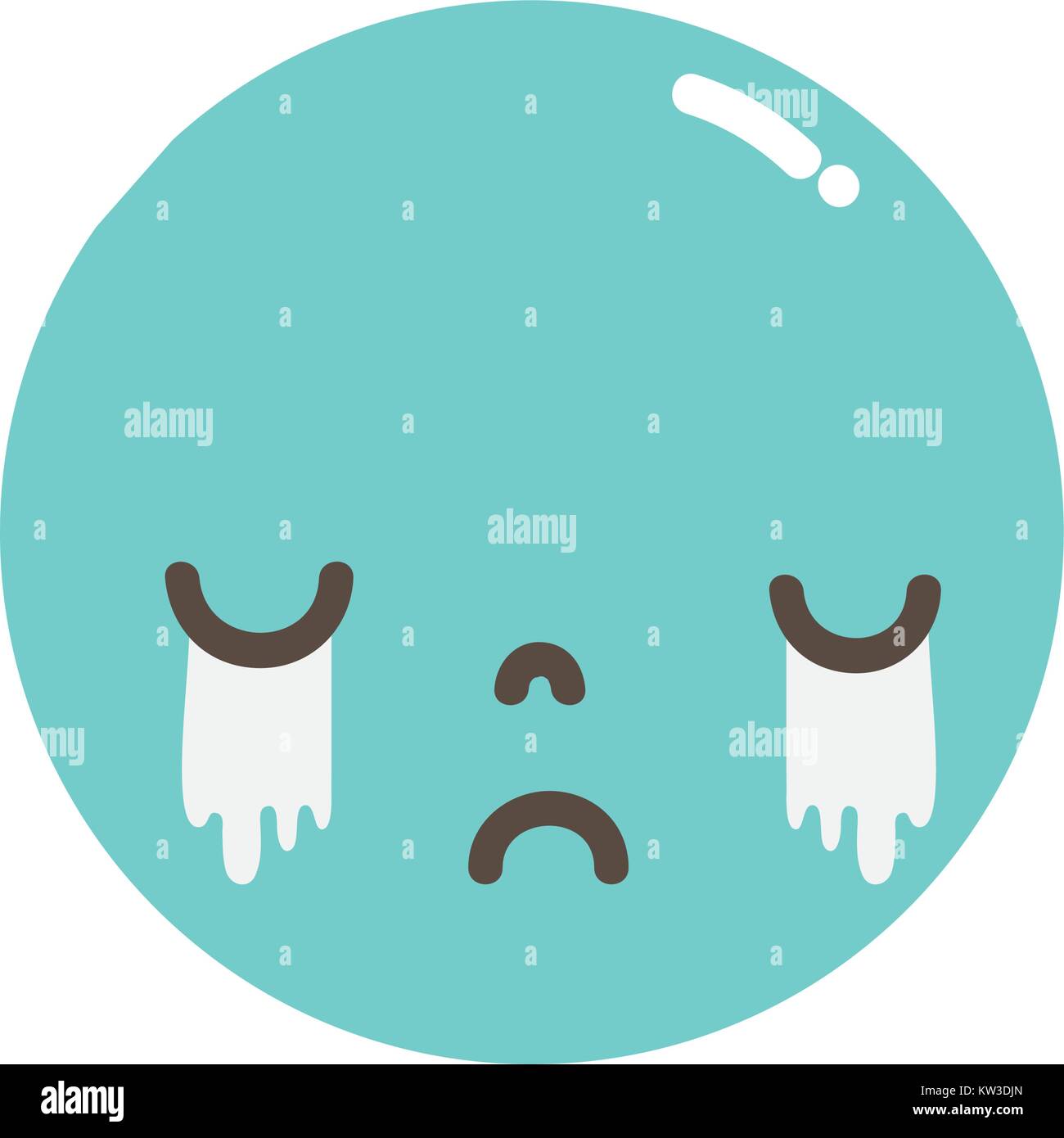 full color kawaii head with cute crying face vector illustration Stock ...