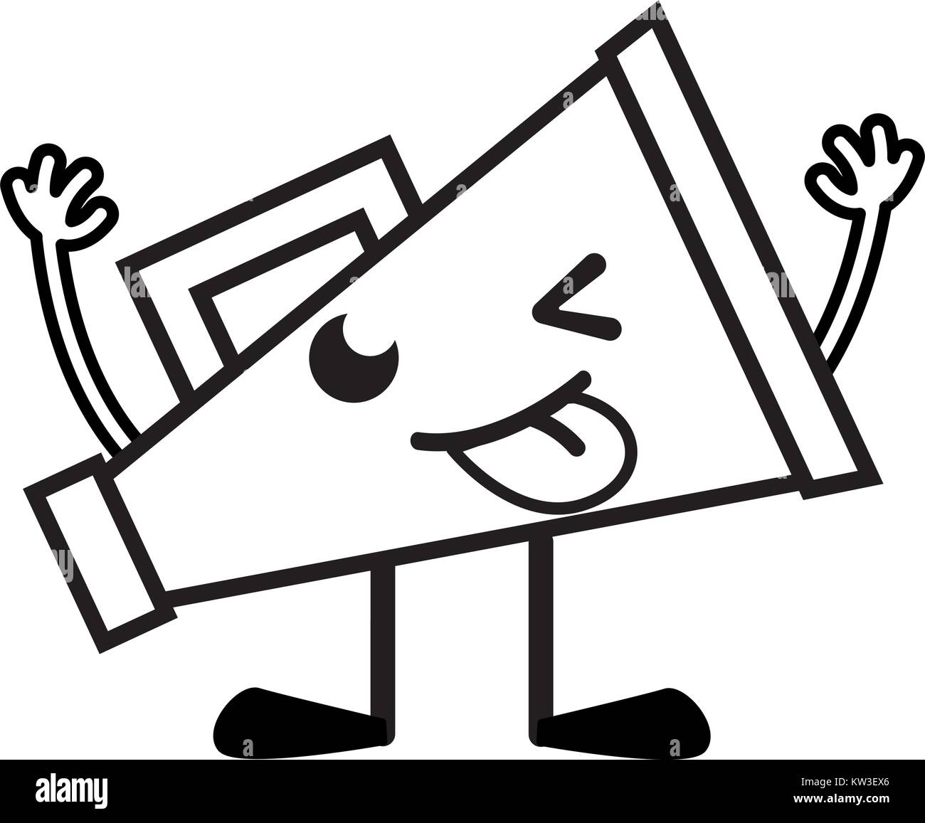 line funny megaphone object kawaii with arms and legs vector illustration Stock Vector Image