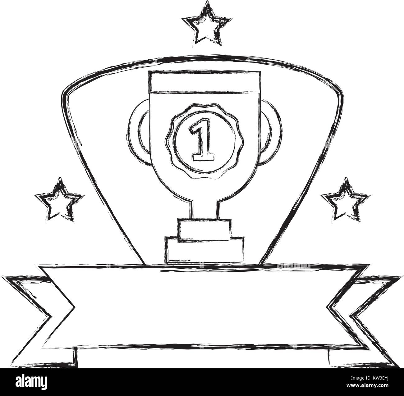 figure cup prize emblem with number one and ribbon design vector ...