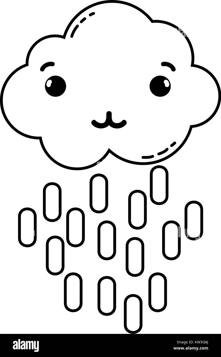 line tender cloud kawaii with lines rainbow vector illustration Stock ...