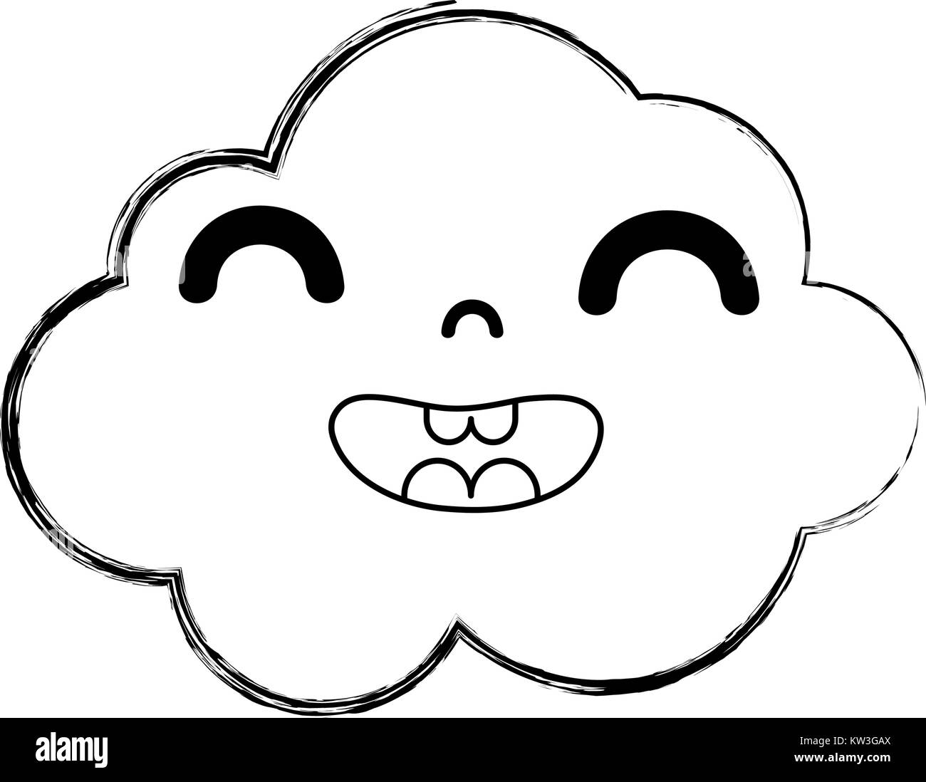 figure happy and cute cloud kawaii weather vector illustration Stock ...