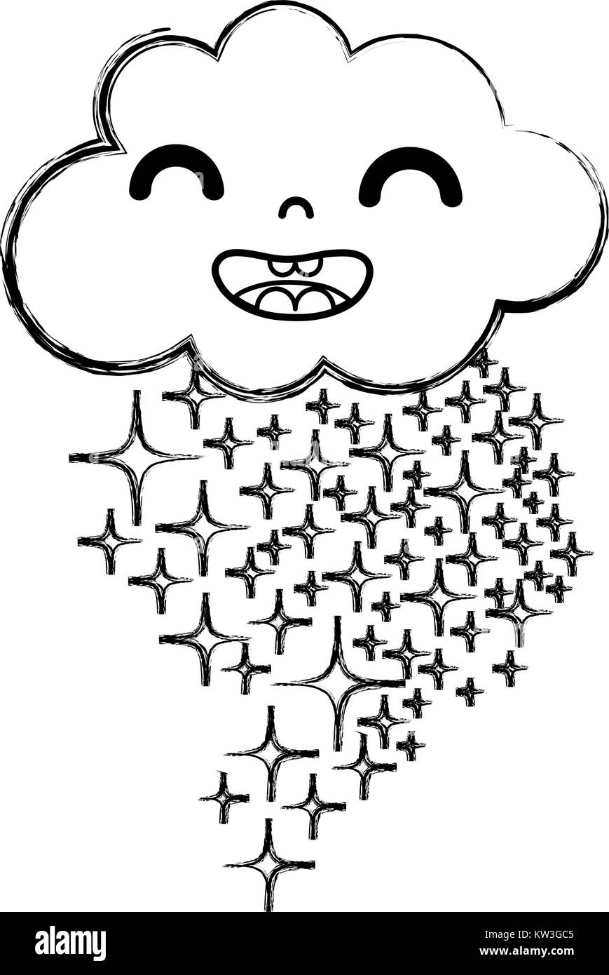 figure happy cloud kawaii with stars design vector illustration Stock ...