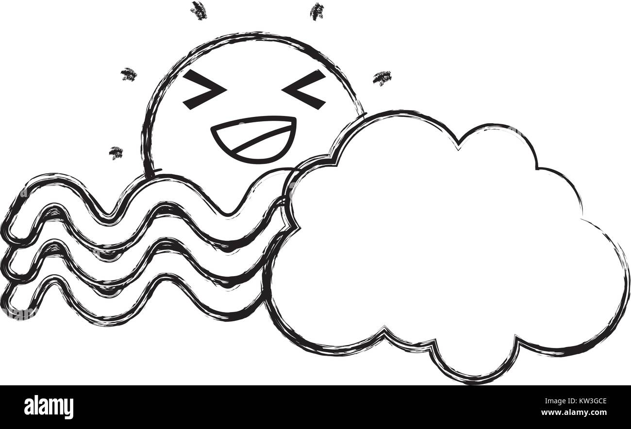 figure happy sun with cloud and rainbow weather vector illustration ...