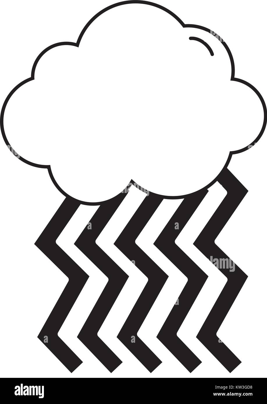 contour nature cloud in the sky with bright rainbow vector illustration ...