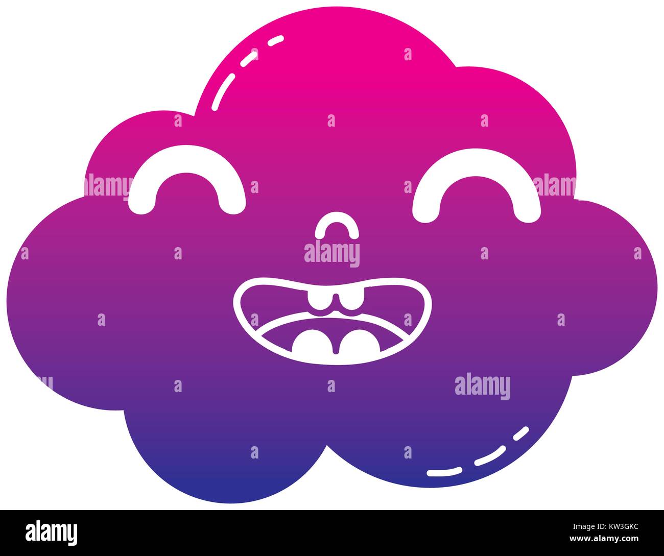 silhouette happy and cute cloud kawaii weather vector illustration ...