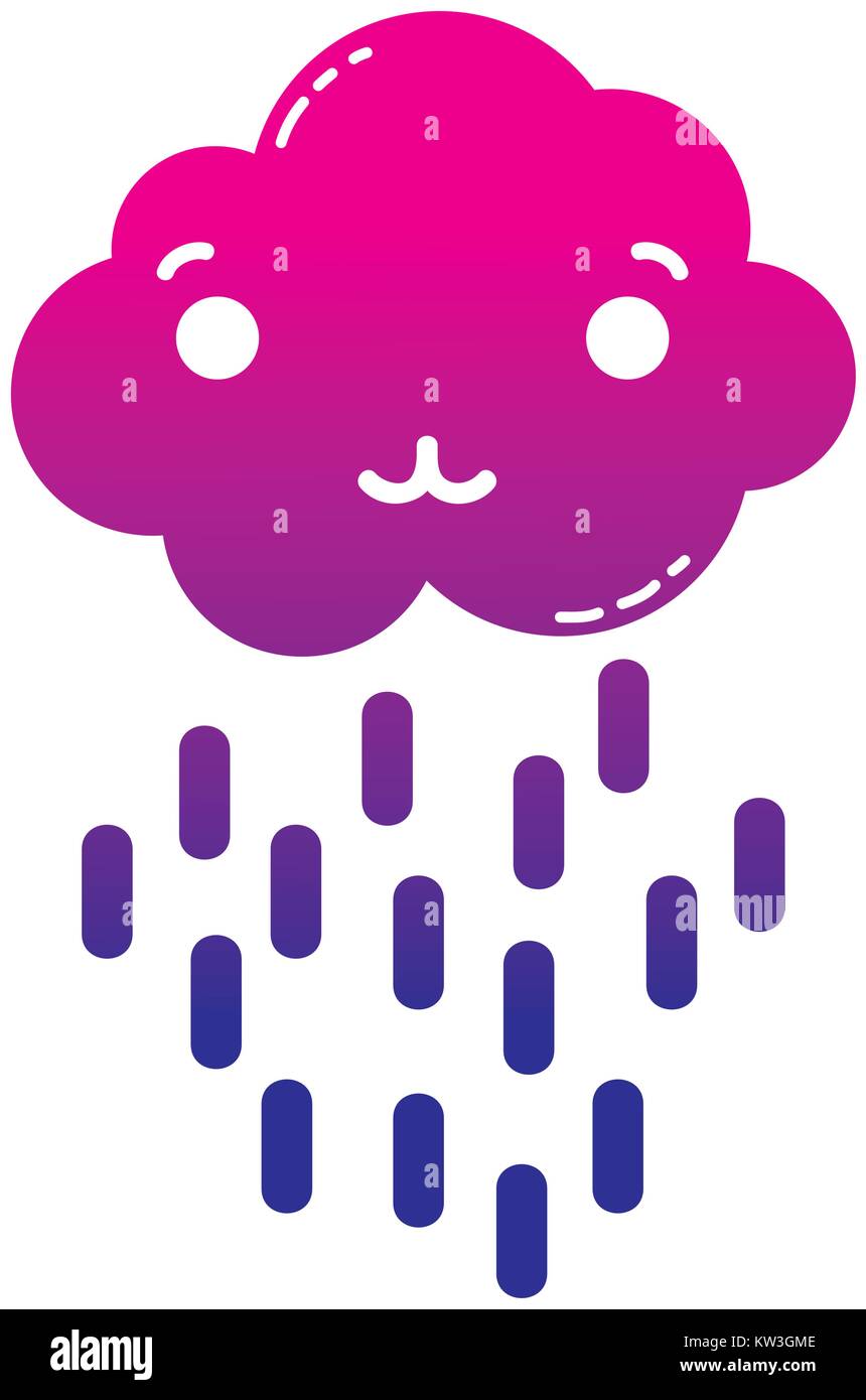 silhouette tender cloud kawaii with lines rainbow vector illustration ...