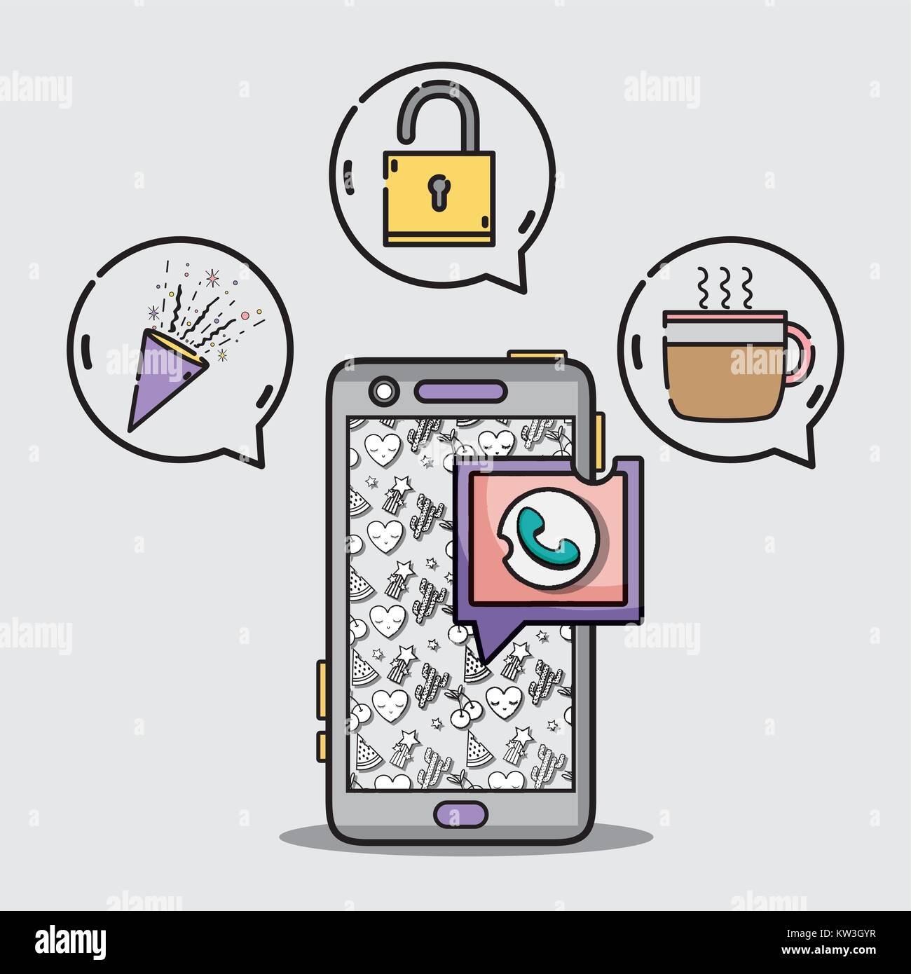 smartphone with chat bubble message icons vector illustration Stock ...