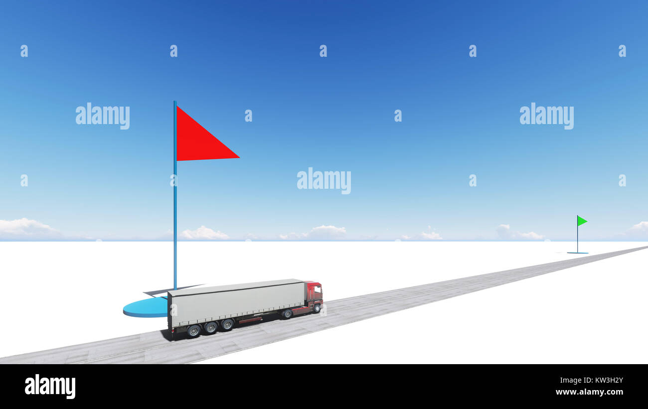 Flight Point Lorry Truck transports cargo between two points 3D Stock Photo - Alamy