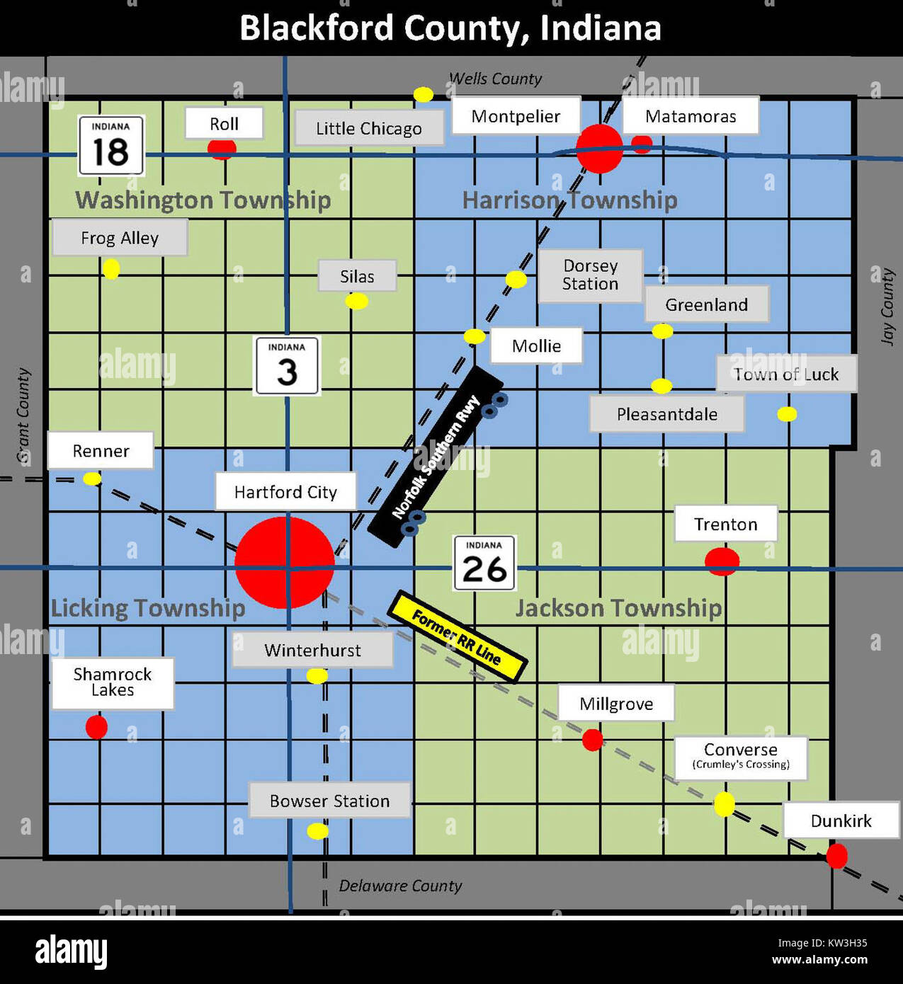 Blackford County Indiana diagram V2 Stock Photo Alamy