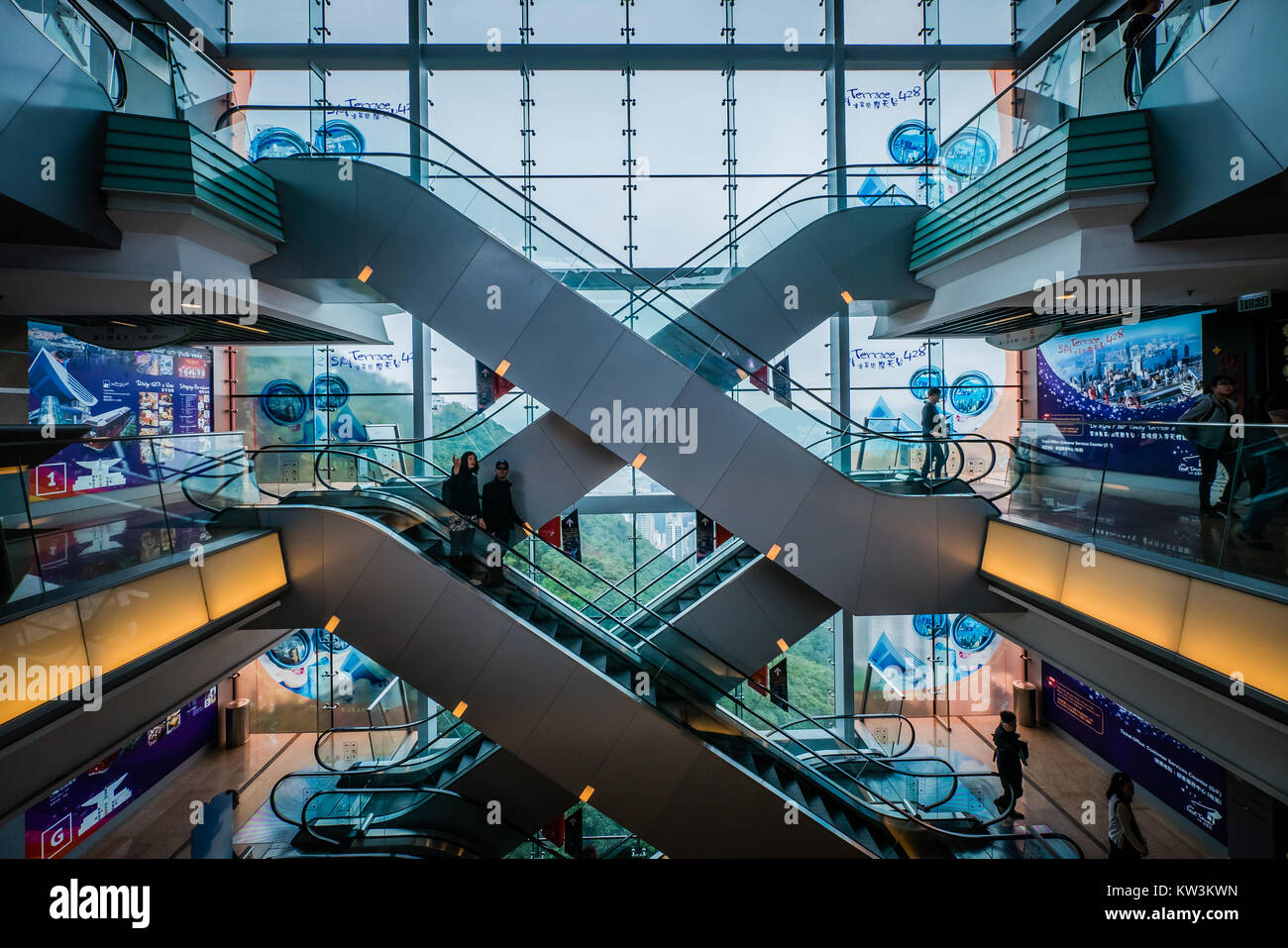 hong kong shopping mall escalators Stock Photo