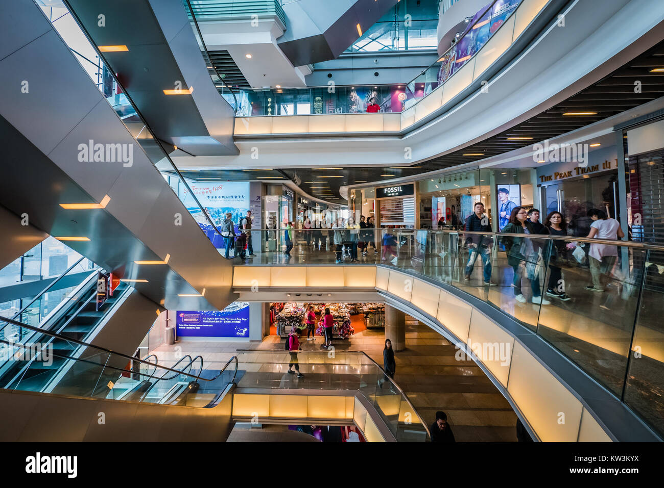 hong kong shopping mall escalators Stock Photo