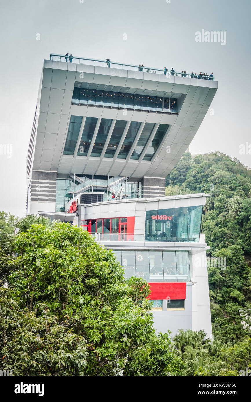 hong kong apartment buildings view from top of the peak Stock Photo