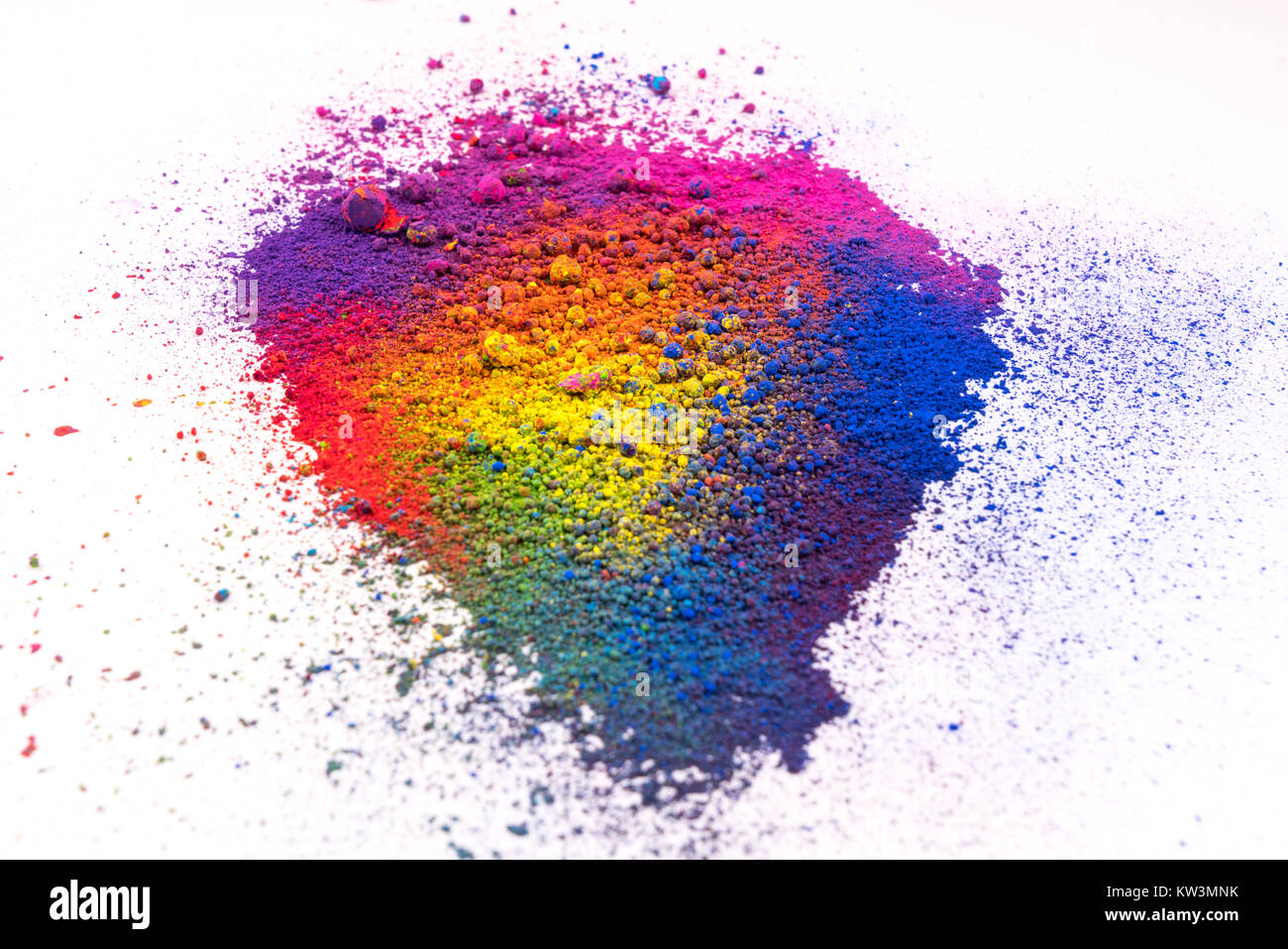 natural multicolored pigments in powder form on a white surface Stock ...
