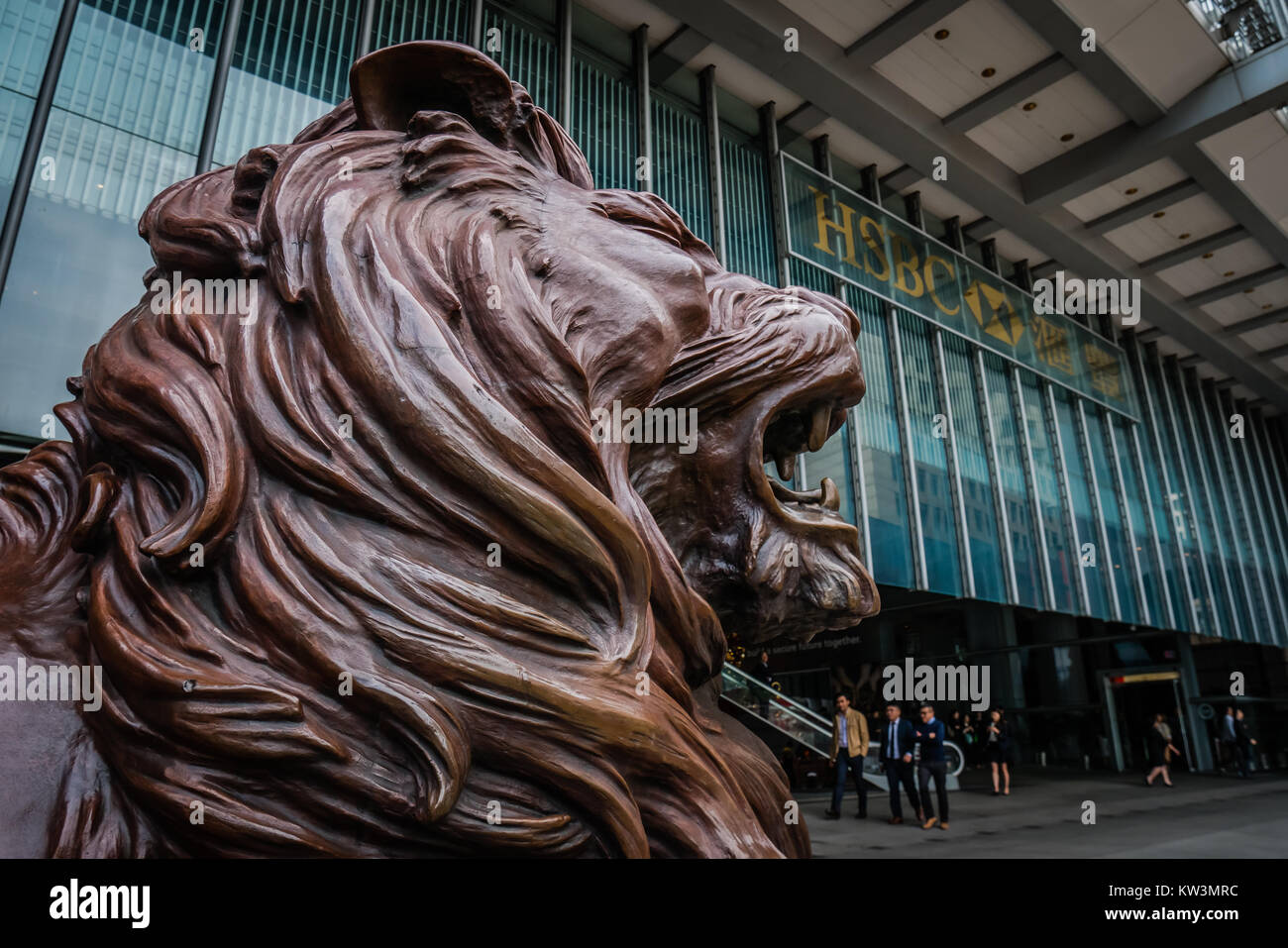 hong kong hsbc lion statue Stock Photo