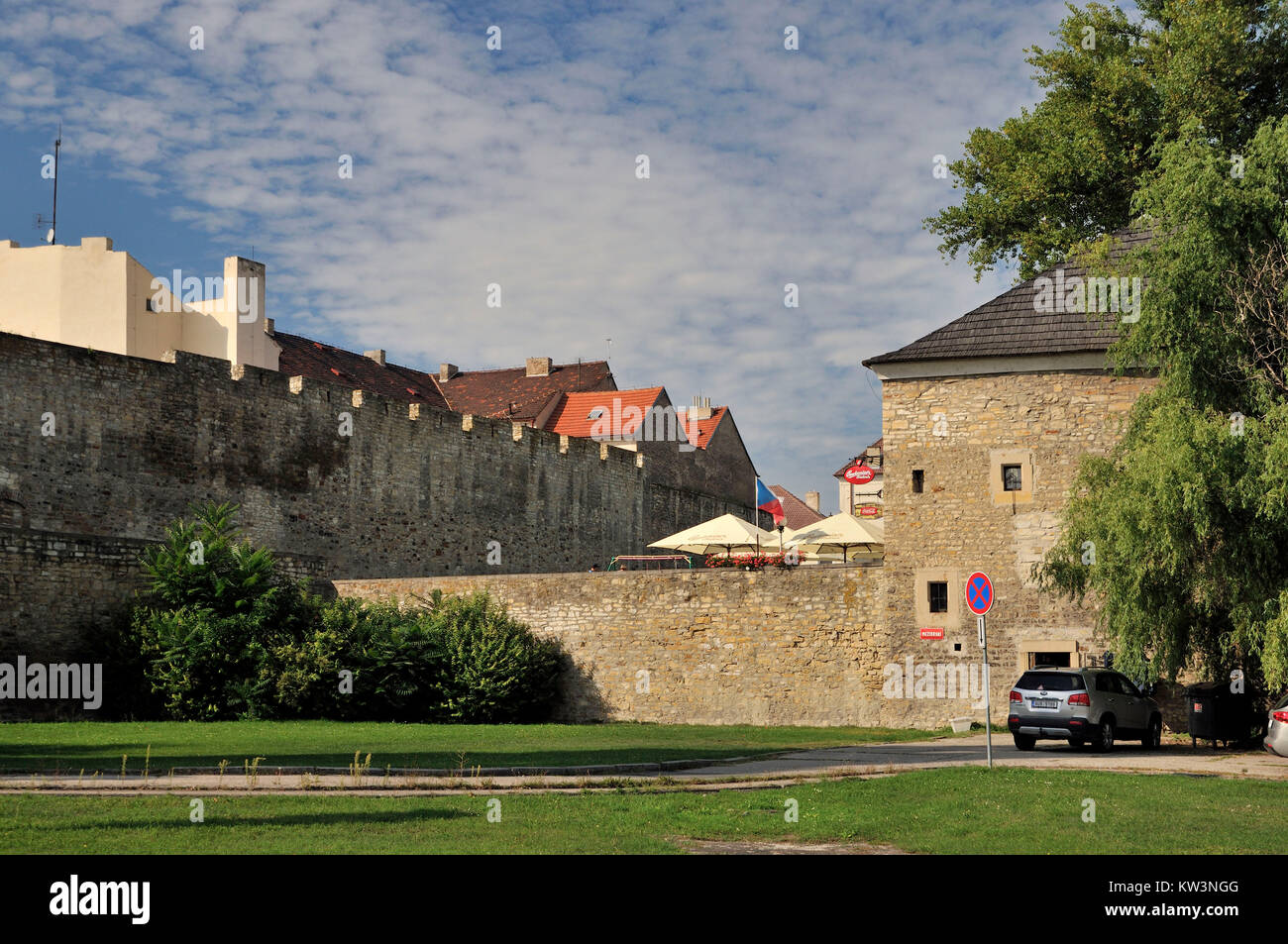 Litomerice, Czechia, Litomerice, town wall with bastion horseshoe nail bastion, Tschechien, Stadtmauer mit Bastion Hufnagelbastei Stock Photo