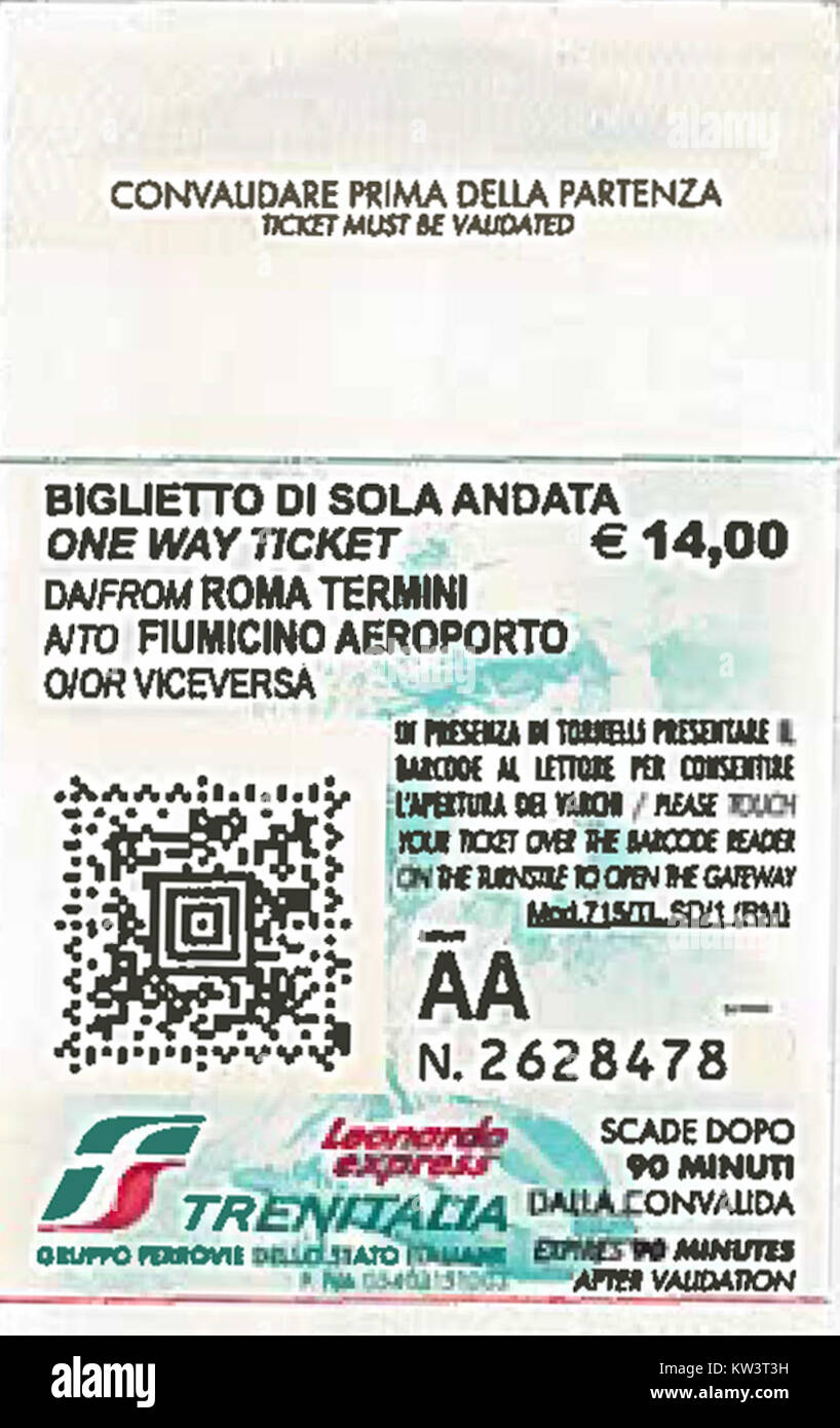 Ticket Leonardo Express Stock Photo Alamy