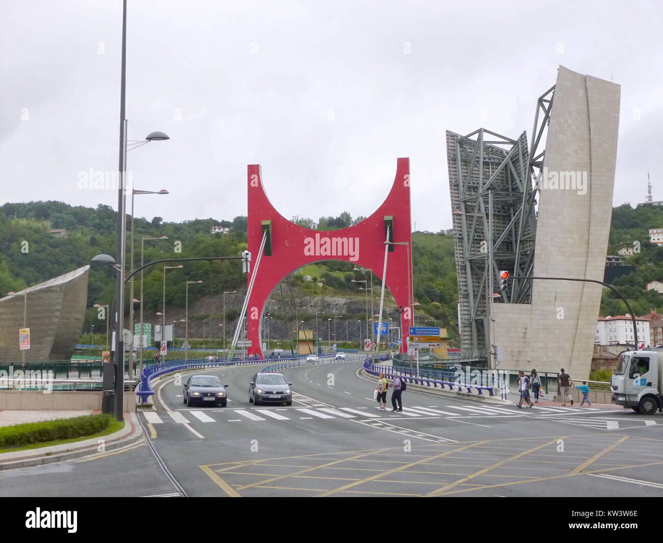 Bilbao Arranque del Puente de la Salve en la Alameda de Recalde Stock