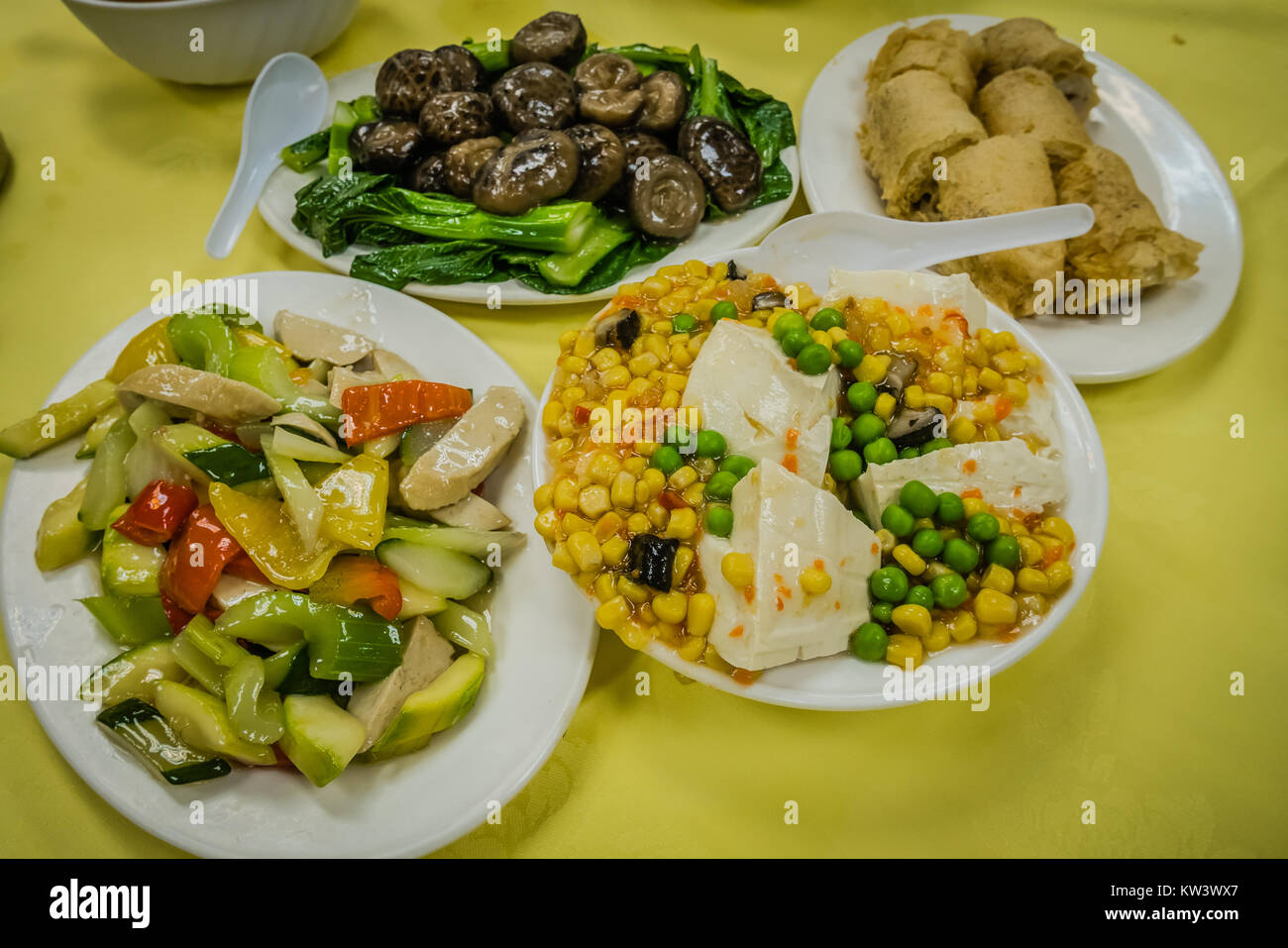 vegetarian meal at hong kong big buddha Stock Photo