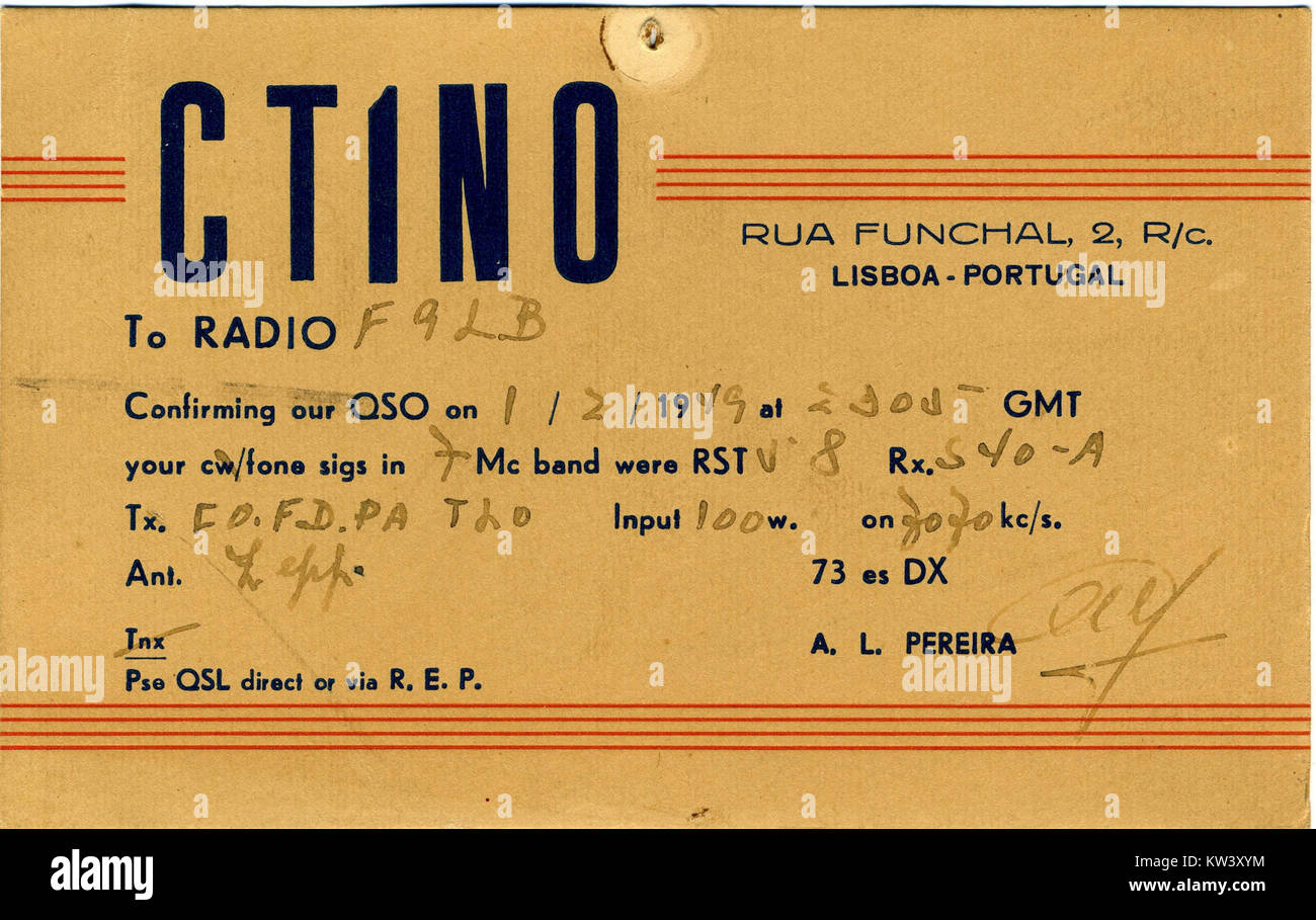 Radioamateurisme Carte QSL de CT1NO (Portugal) (50 Stock Photo - Alamy