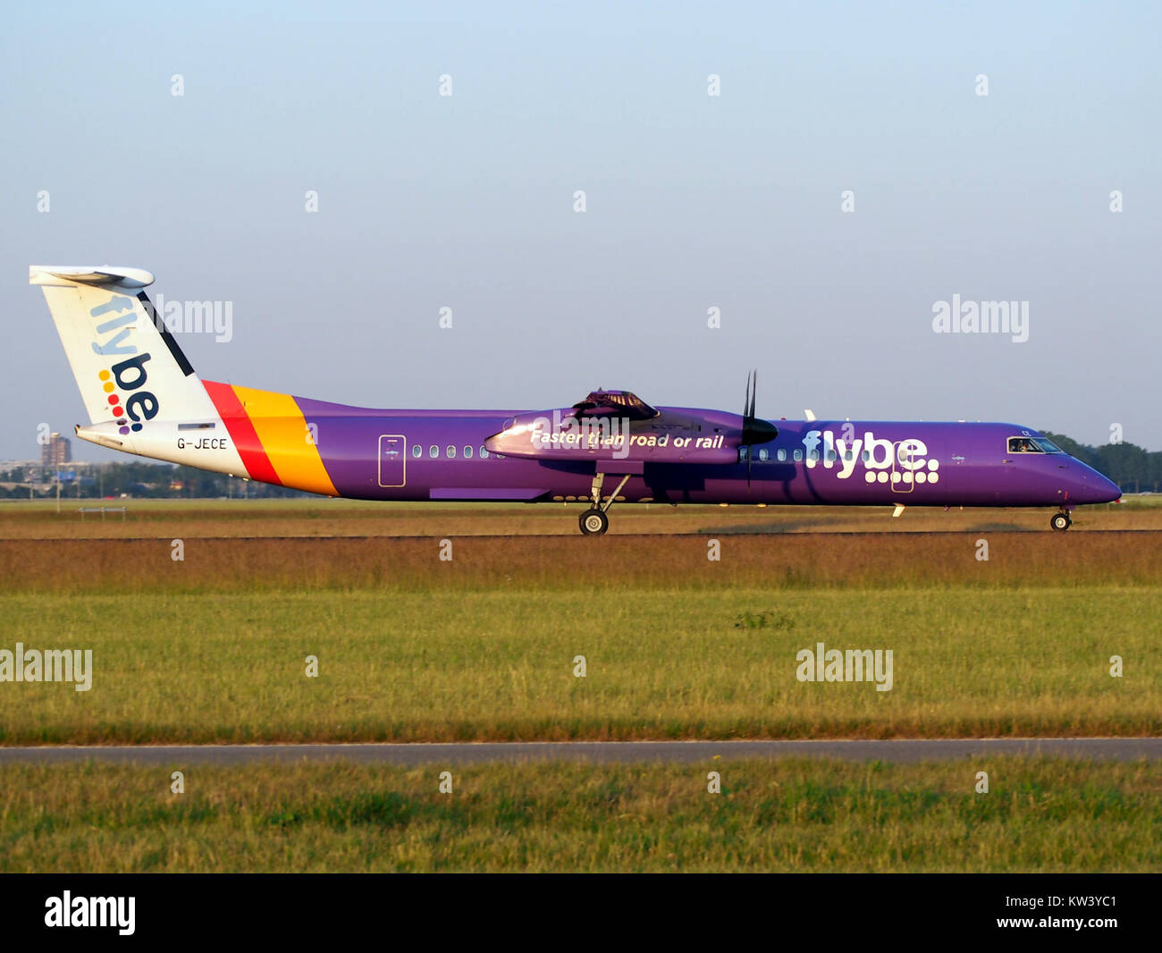 Bombardier Dash 8 Q402, Flybe landing at Schiphol (AMS   EHAM), The Netherlands pic2 Stock Photo