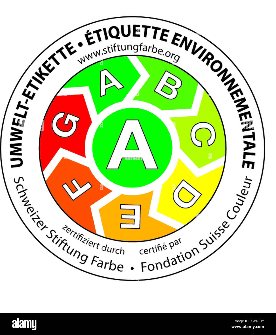 Umwelt Etikette der Schweizer Stiftung Farbe Stock Photo