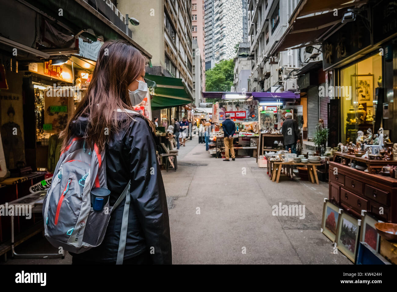 hong kong antique street Stock Photo