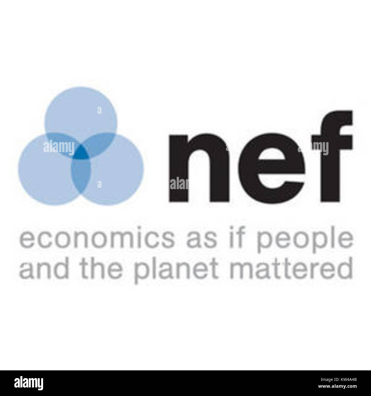 The New Economics Foundation is a UK-based think tank that promotes sustainable economic policies, focusing on social justice, environmental sustainability, and economic fairness. The logo represents the foundation's commitment to creating positive societal change. Stock Photo