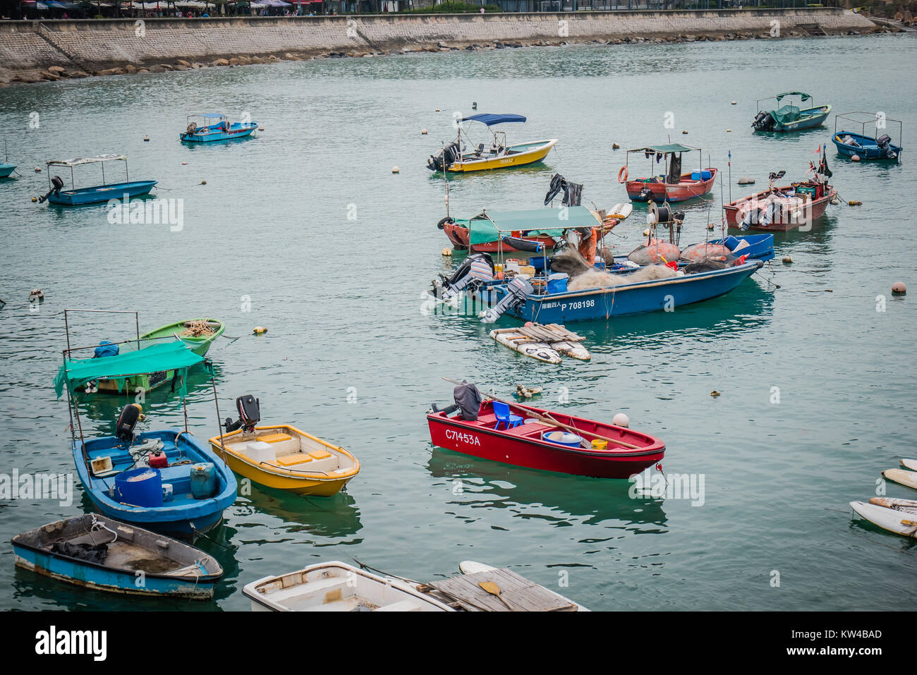 fishing boats in stanley hong kong Stock Photo