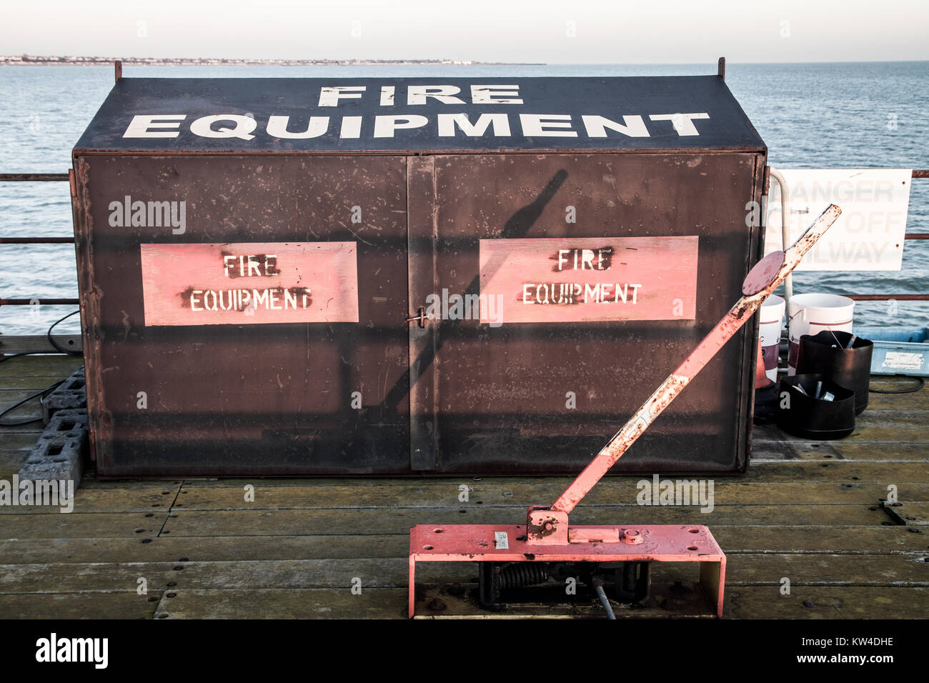 Old Fire Equipment on Southend Pier Stock Photo Alamy