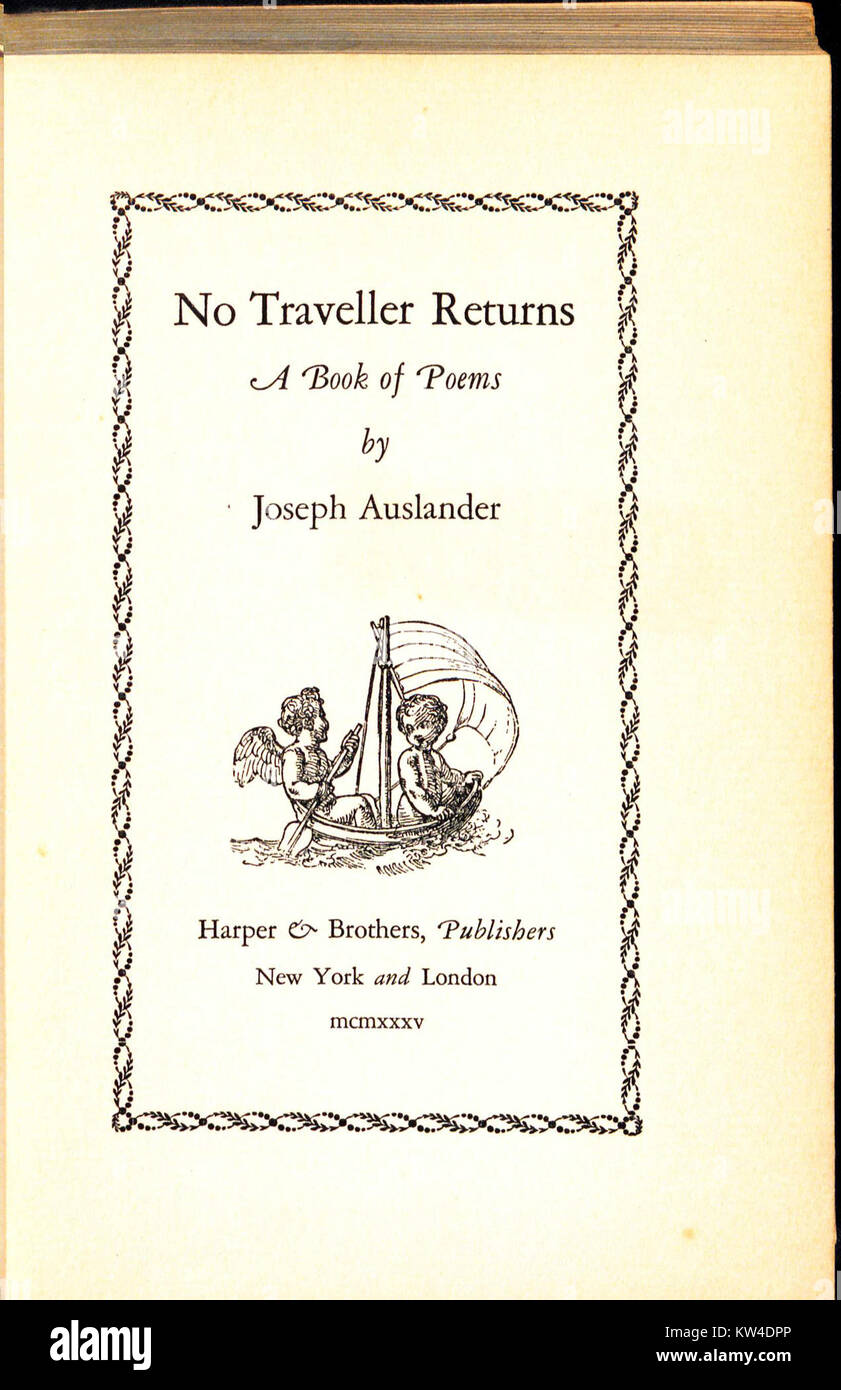 Joseph Auslander No Traveller Returns 1935 Title Stock Photo