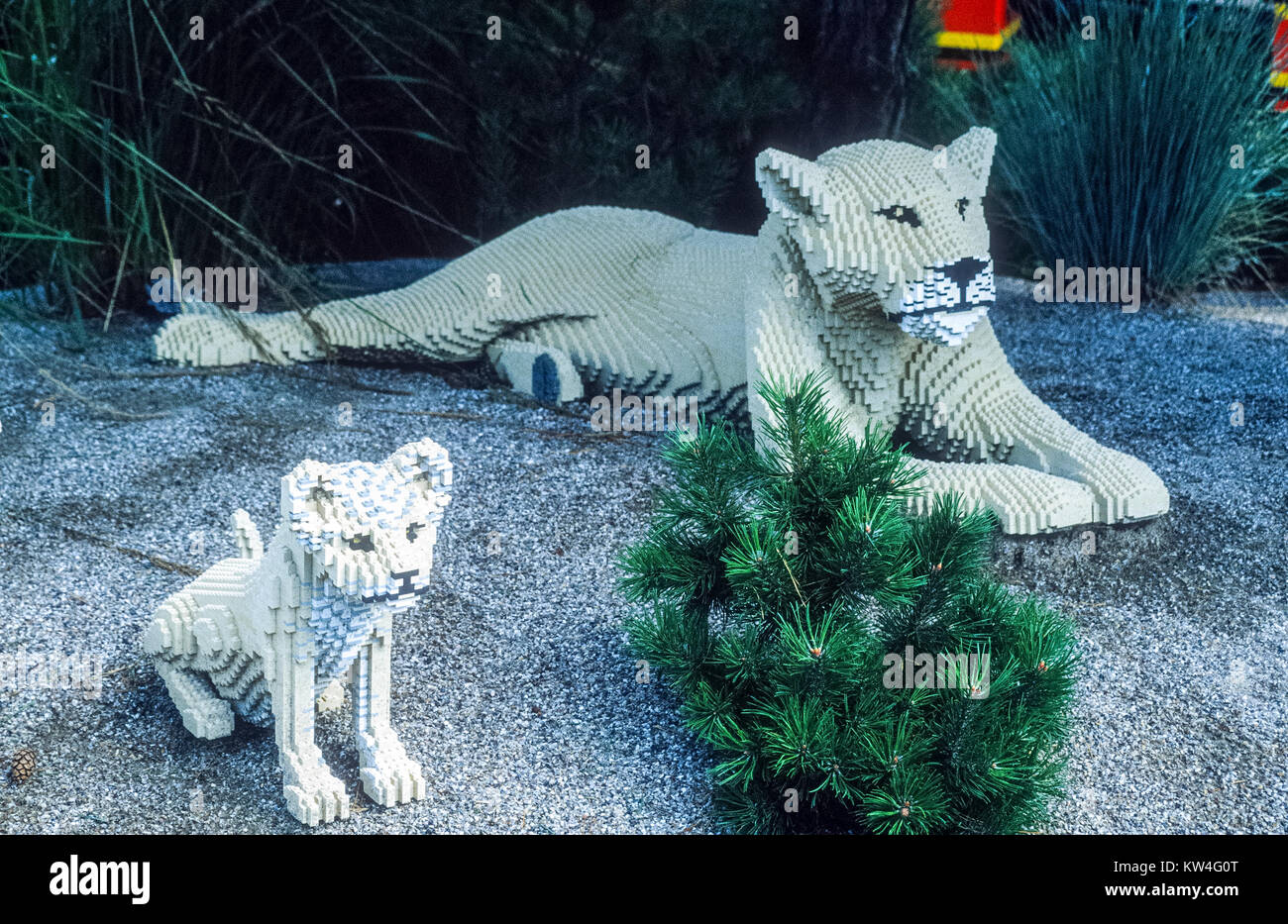 Lego Lions On Display At Legoland Theme Park Billund Denmark