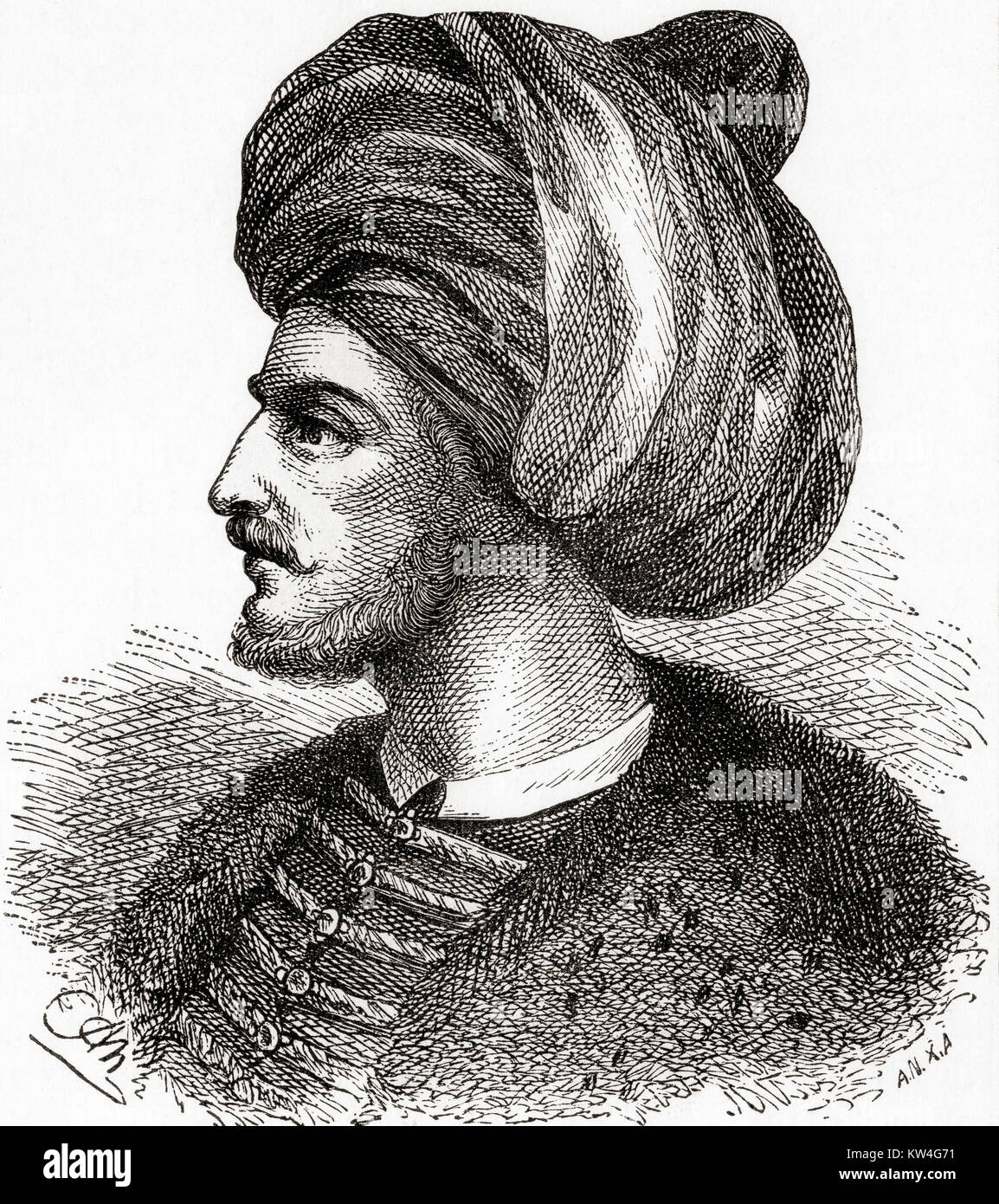 Mehmed II, aka Mehmed the Conqueror, 1432-1481.  Ottoman Sultan.  From Ward and Lock's Illustrated History of the World, published c.1882. Stock Photo