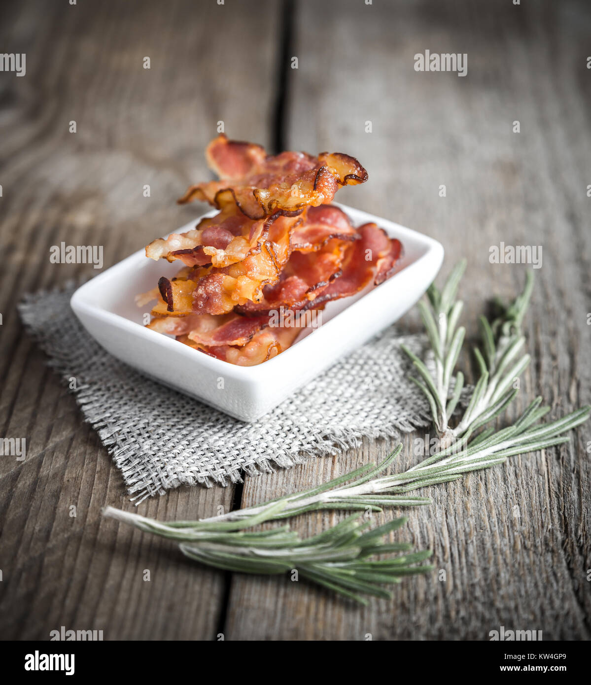 Fried bacon strips Stock Photo Alamy