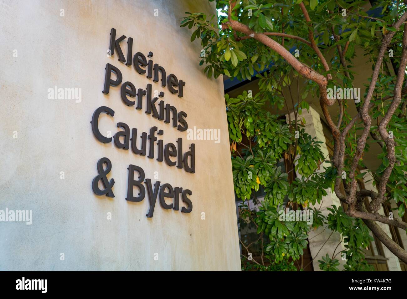 Signage at headquarters of venture capital investment firm Kleiner