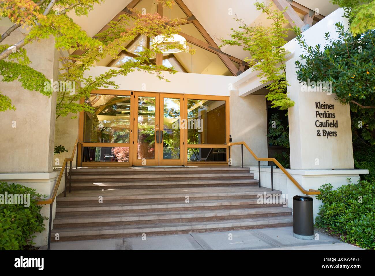 Headquarters of venture capital investment firm Kleiner Perkins Caufield Byers, on Sand Hill Road in the Silicon Valley town of Menlo Park, California, August 25, 2016. Stock Photo