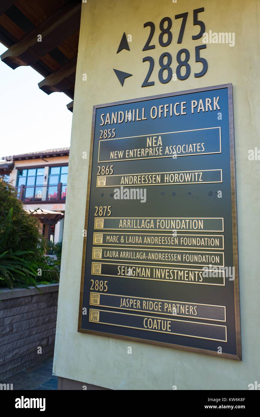 Signage for Sandhill Office Park, with listings for several prominent