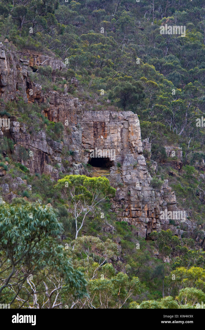 Rock Cave in Australian Bushland Stock Photo